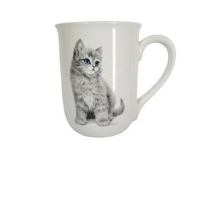 OTAGIRI Japan Gray Cat Kitten Blue Eyes Coffee Mug Vintage Collectable Kitty